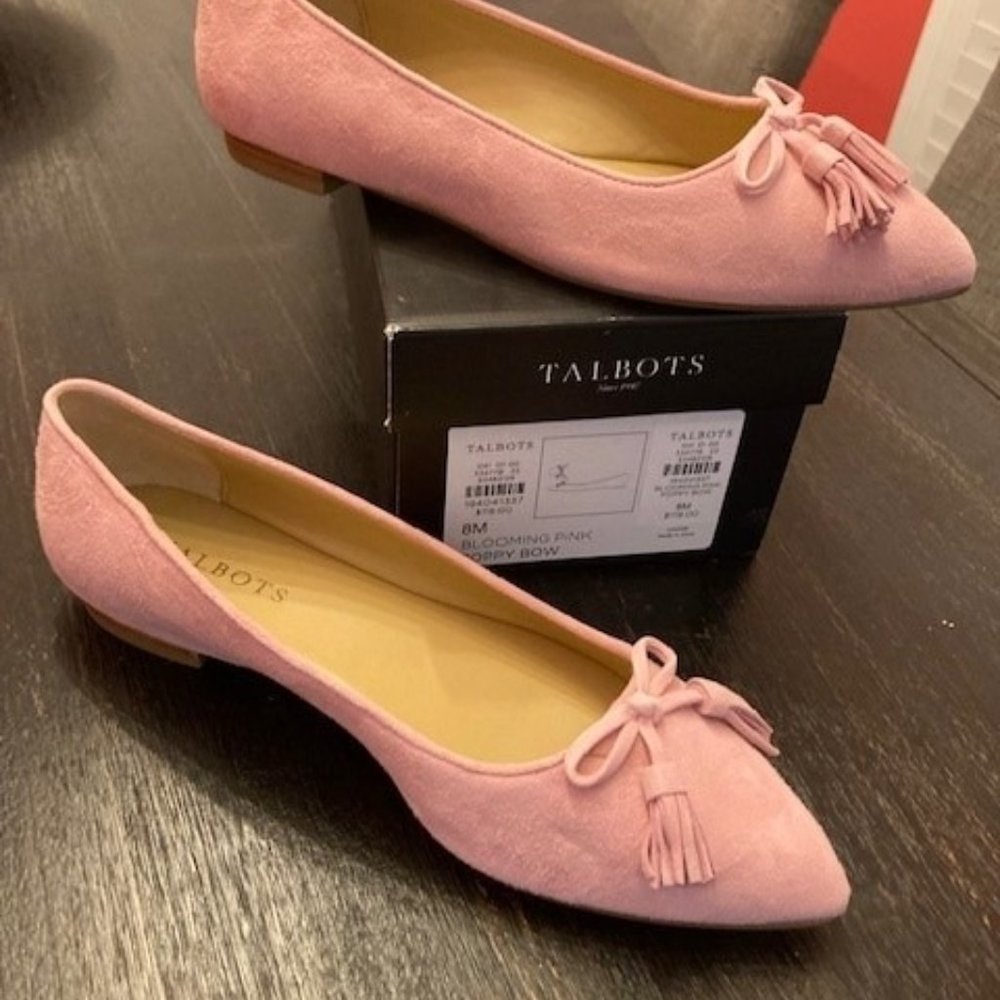 Size 8 Pink Talbot's Suede Flats - Never Worn!